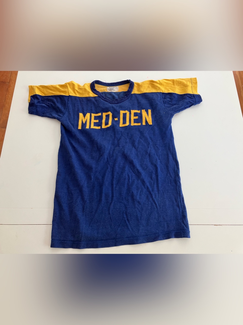 1950s true vintage women’s Wilson Navy and Gold 'MED-DEN' Short Sleeve Tee